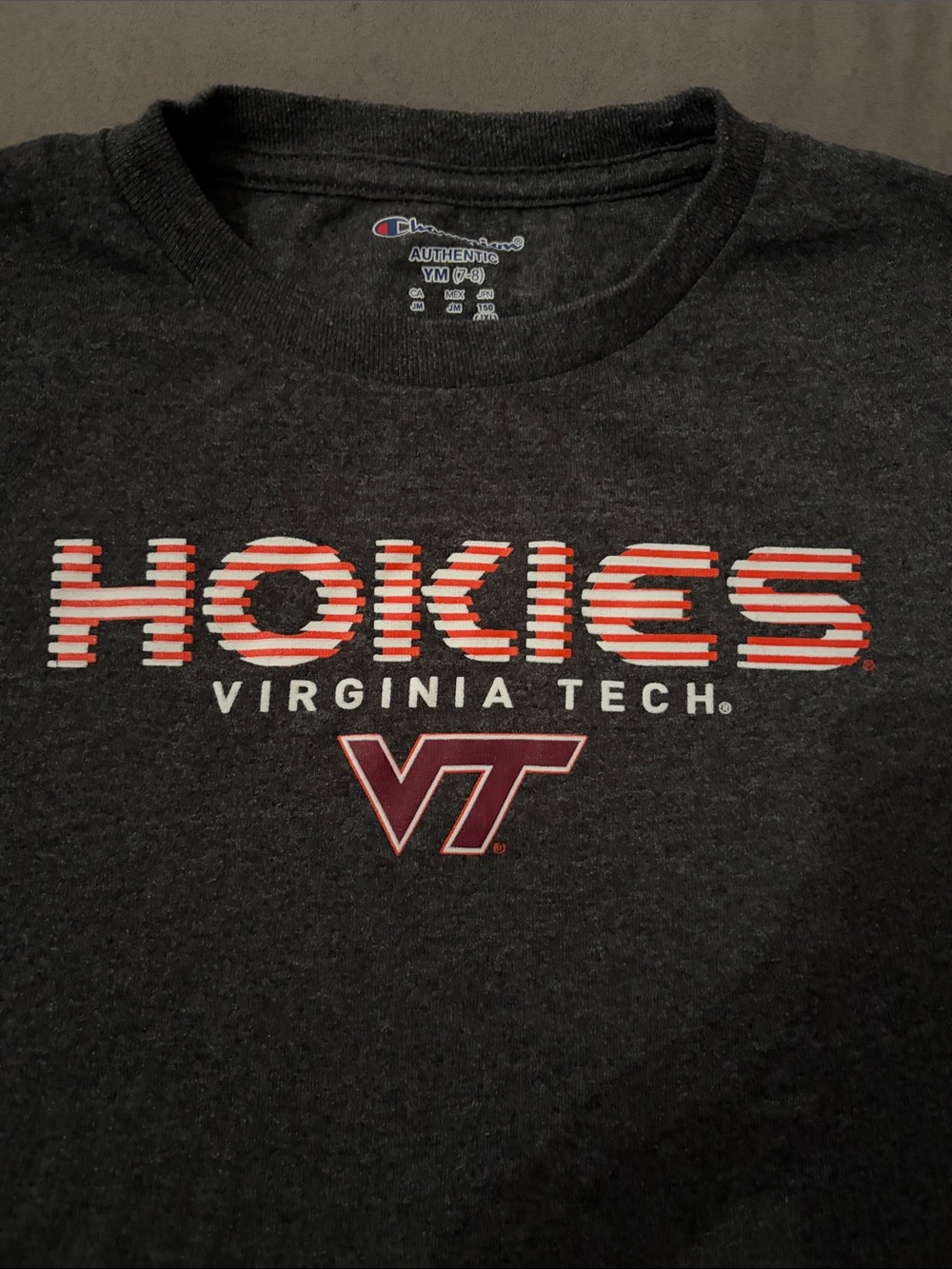 Champion Virginia Tech Hokies Tee - Charcoal with Maroon & Orange Accents